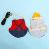 Costume lapin lapin en denim pour petits animaux avec capuche jaune et laisse noire