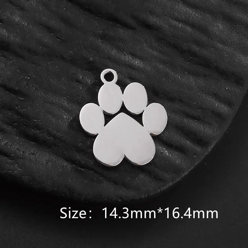 Cat Paw Print Pendant Necklace - Stainless Steel, Hypoallergenic