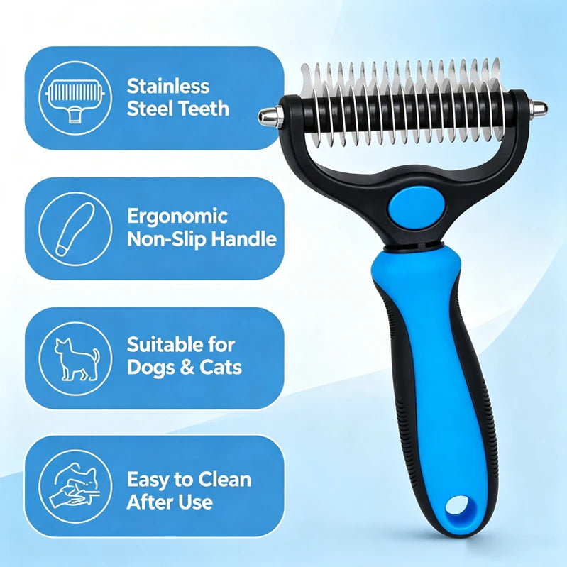 Double-Sided Undercoat Rake for Dogs and Cats