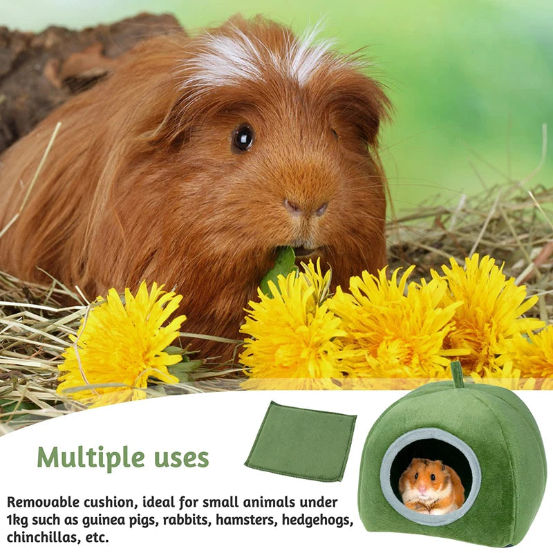 Cozy Plush Small Animal Hideout Bed with Detachable Semi-Enclosed Design