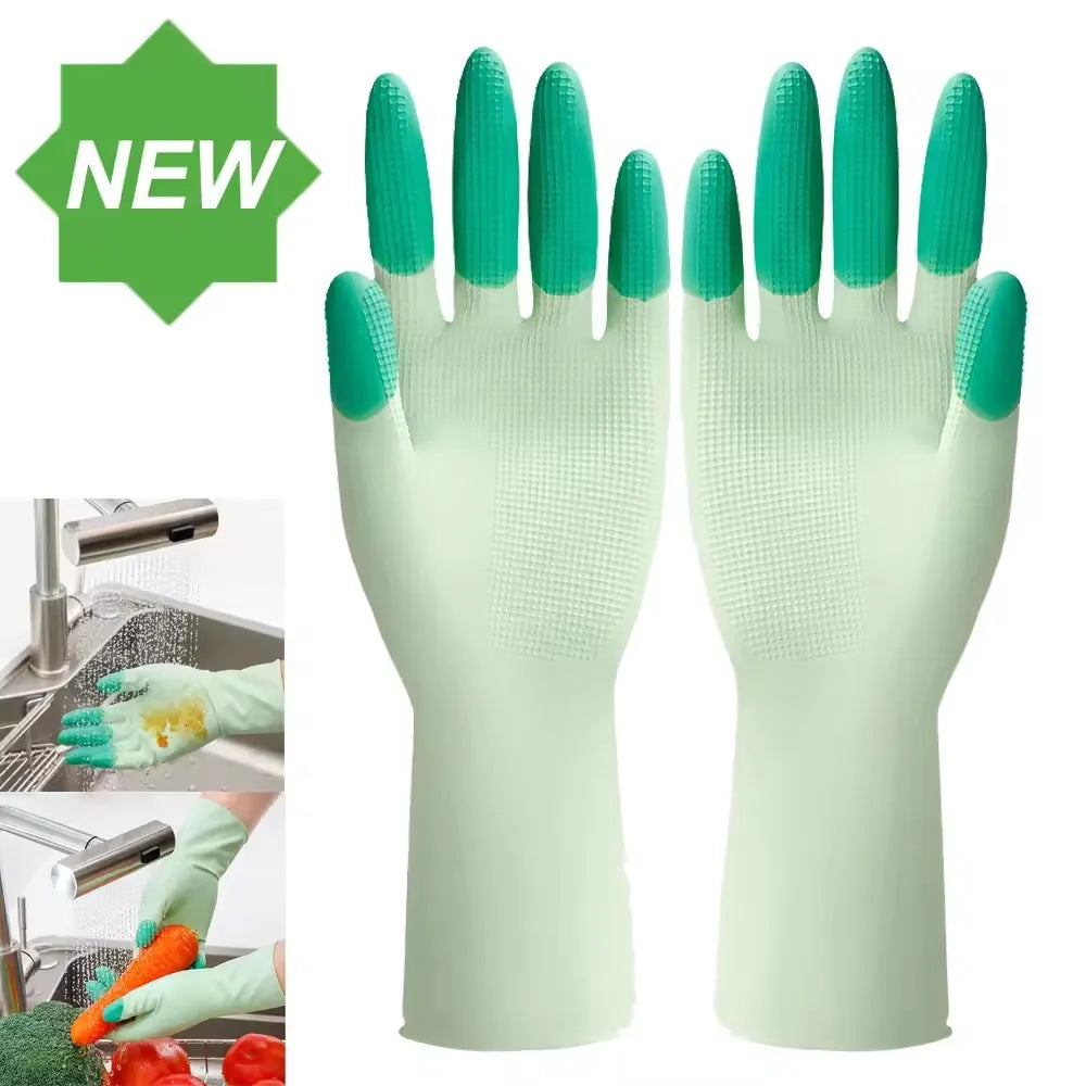Anti-Slip Silicone Dishwashing Gloves for Household Cleaning