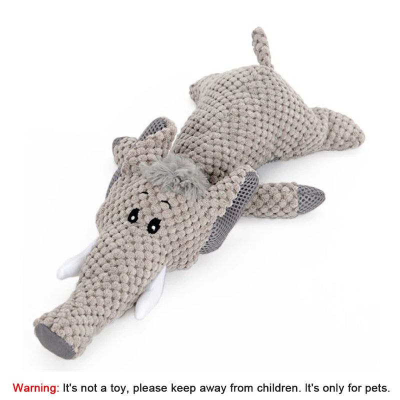 Bite-Resistant Plush Dog Toy Lion Wolf Elephant Squeaky