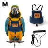 Set of adjustable denim bird harness and flight leash for a parrot