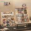 Clear Acrylic Display Stand with Slanted Tiers for Business Cards, Brochures & Cosmetics