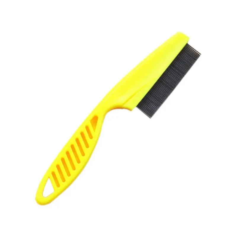 Yellow stainless steel pet grooming comb set for dogs and cats