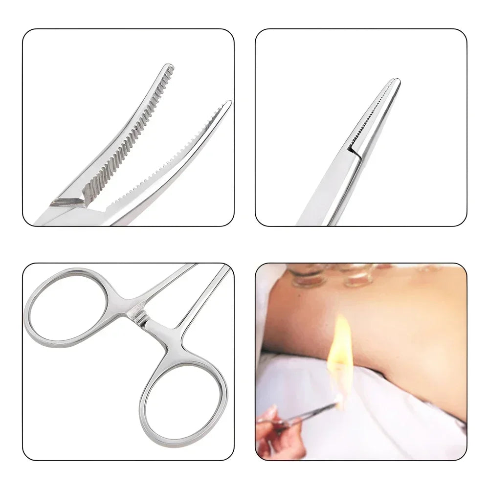 Stainless Steel Pet Grooming Tweezers with Curved Tip