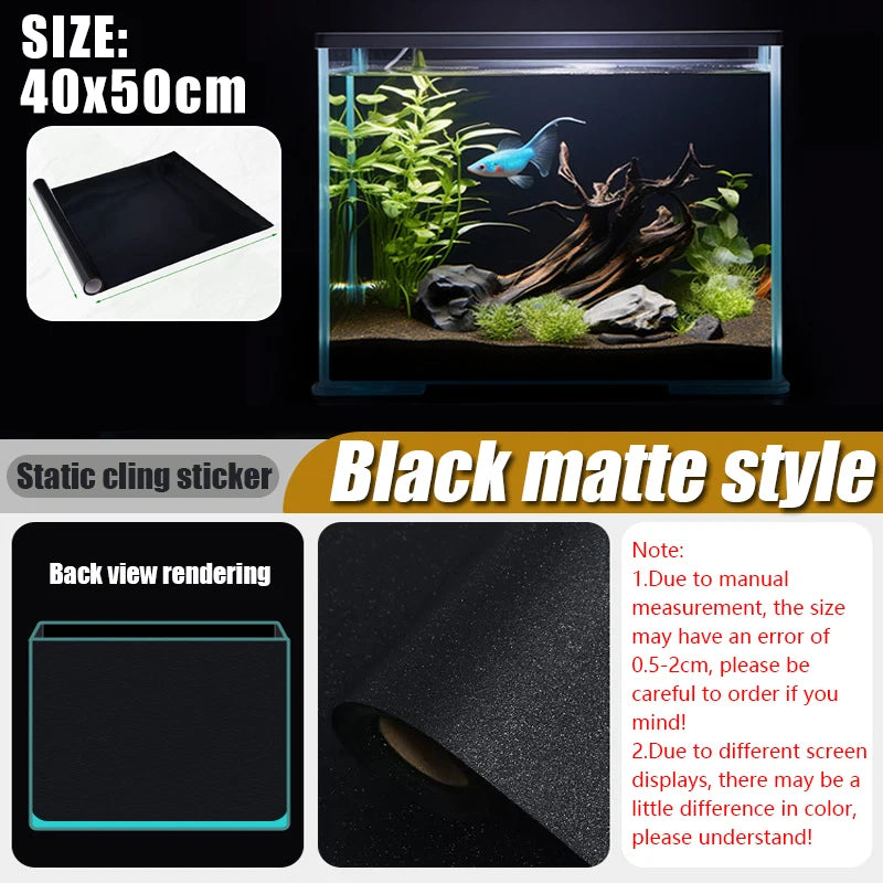 Electrostatic Aquarium Background Film – Matte Black, Water-Activated