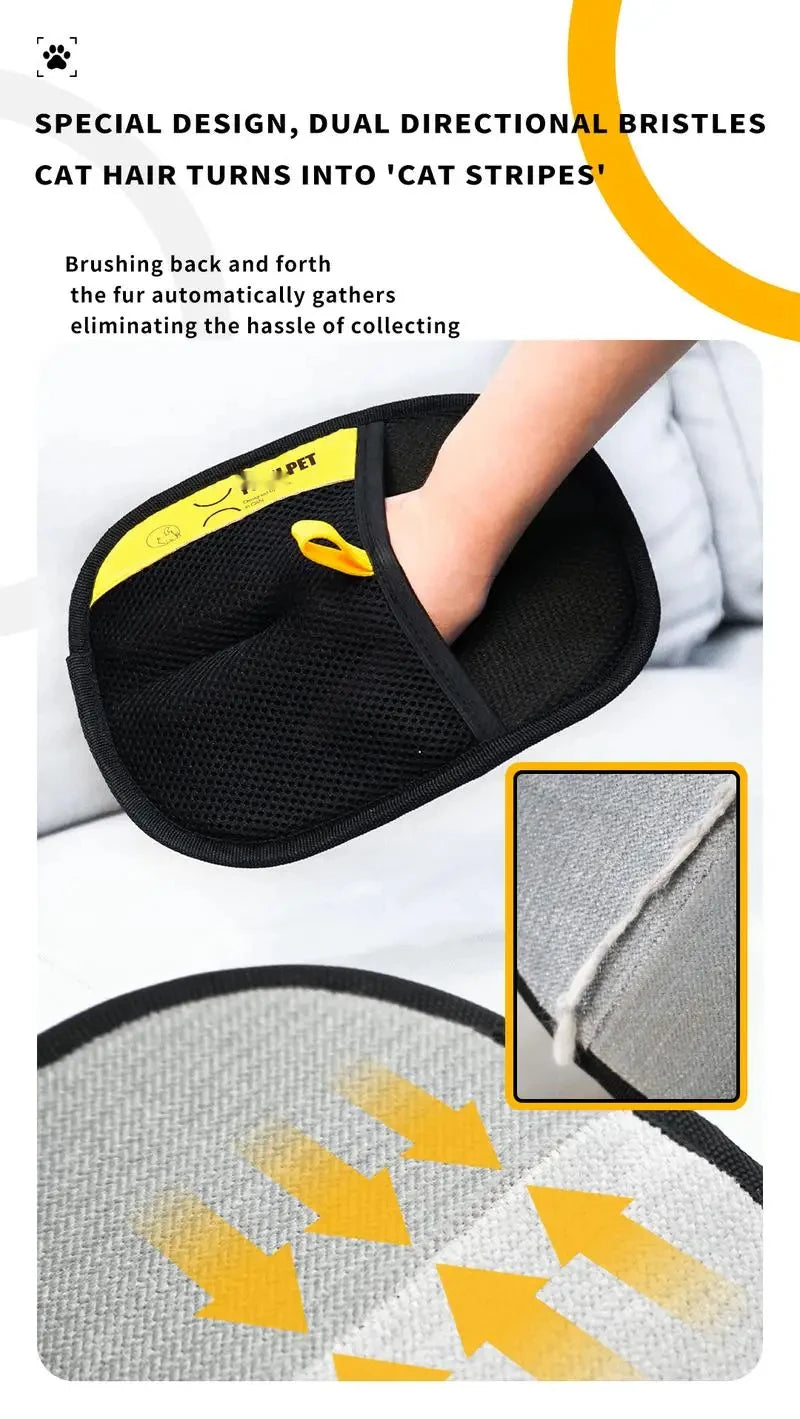 Pet Hair Removal Glove with Two-Way Brush for Cats, Dogs, and Furniture