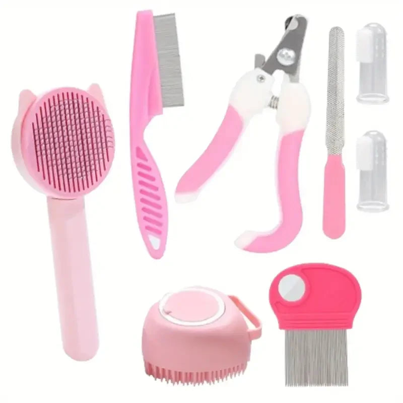 Complete Pet Grooming Kit with Nail Clipper and Detangling Brush