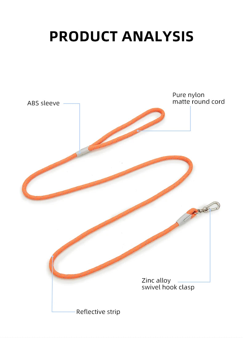 Reflective Nylon Dog Leash with Quick-Release Clip – 150cm