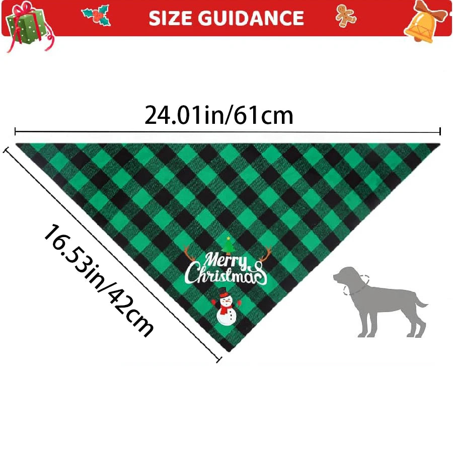 Christmas Triangle Dog Bandana Scarf with Adjustable Fit