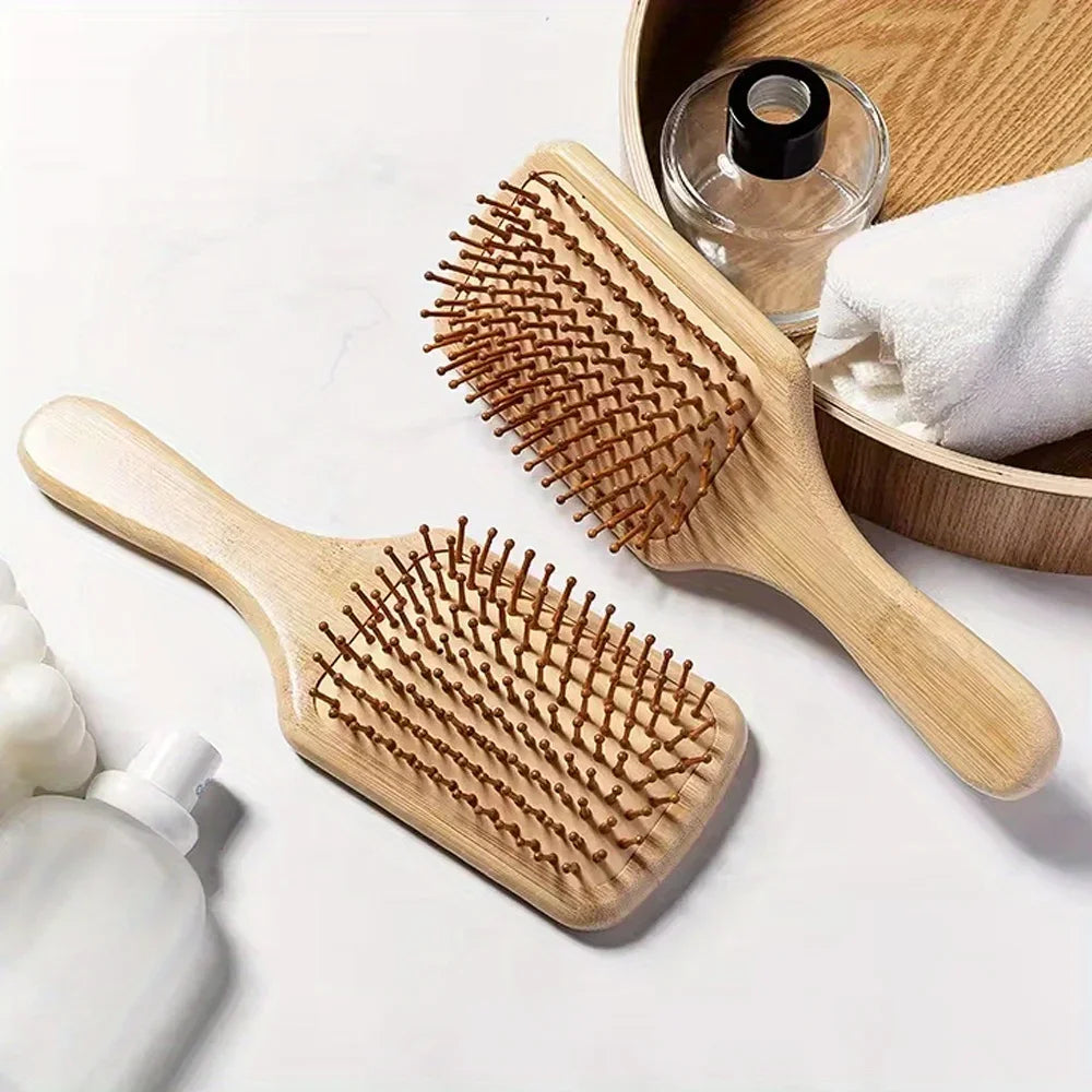 Natural Bamboo Air Cushion Scalp Massage Hair Brush – Detangling & Anti-Static