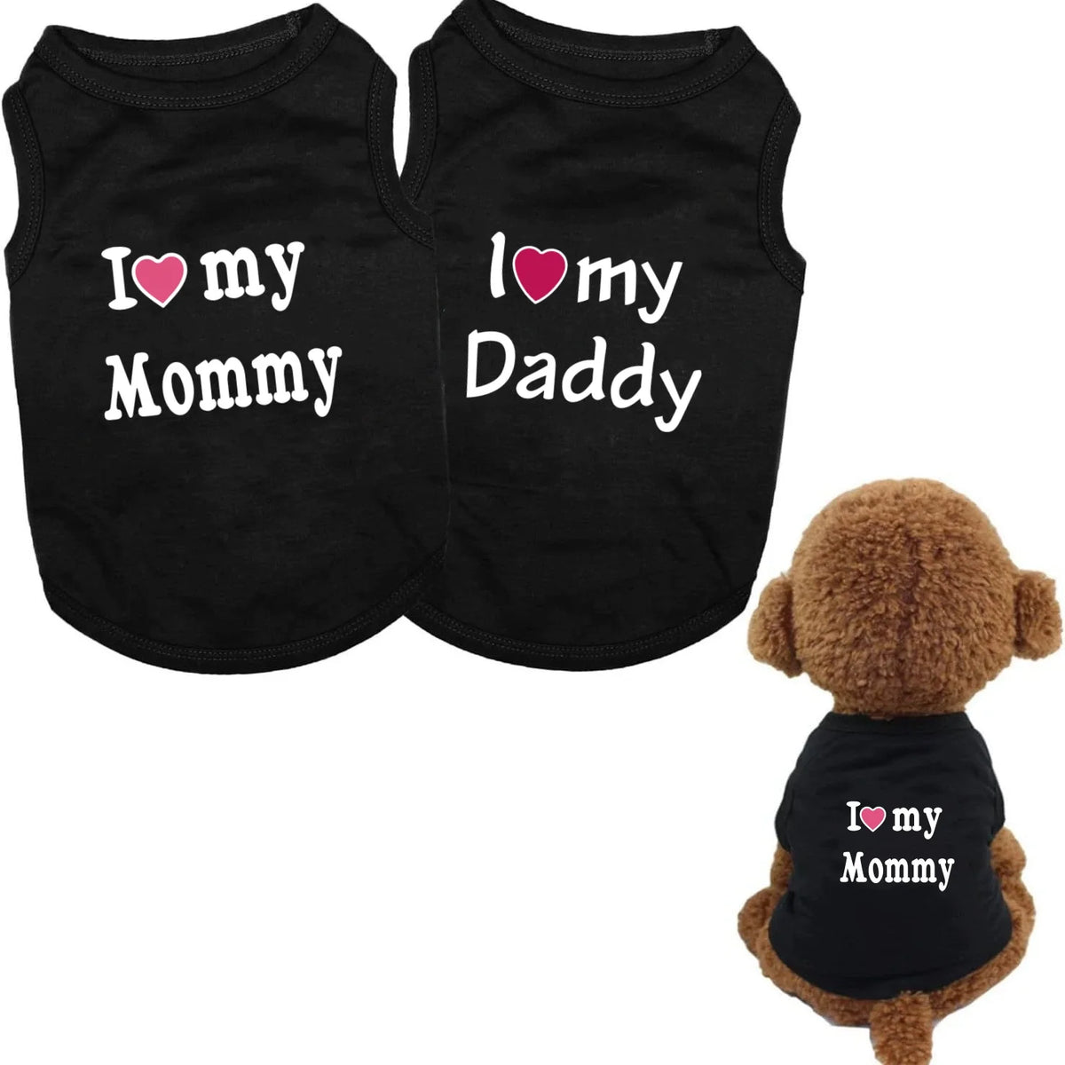 Adorable 'I Love Dad/Mom' Pet Vest for Small Dogs & Cats