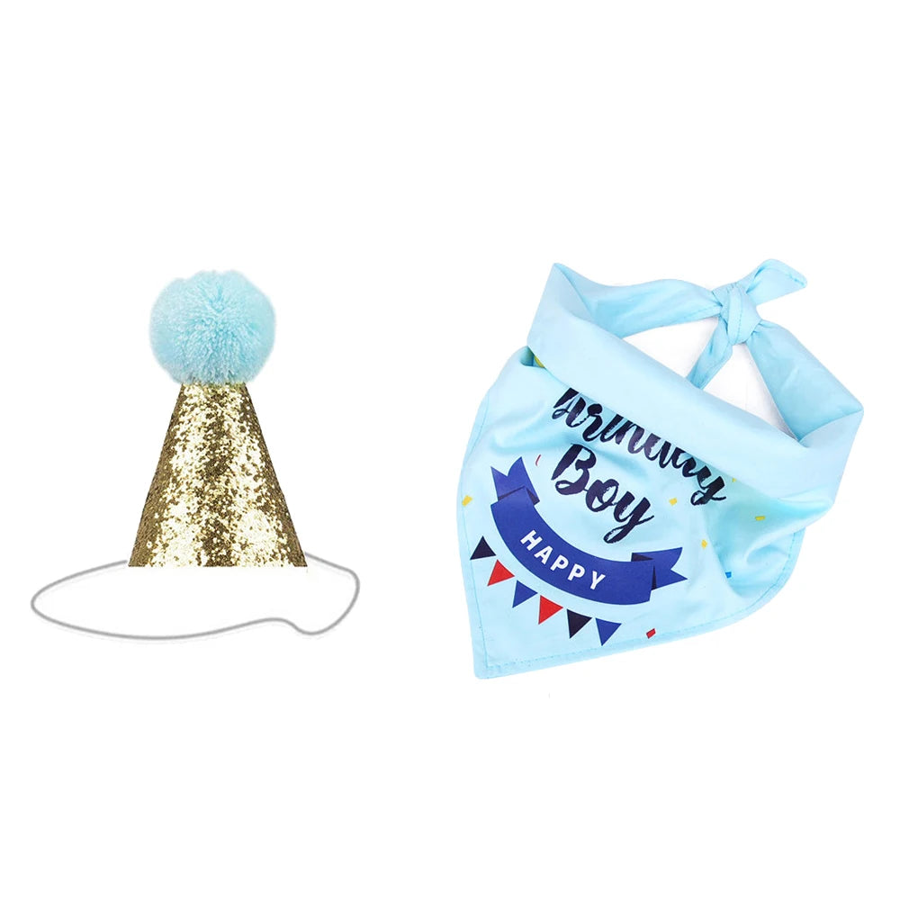 Pet Birthday Celebration Set with Hat Bandana and Bow Tie