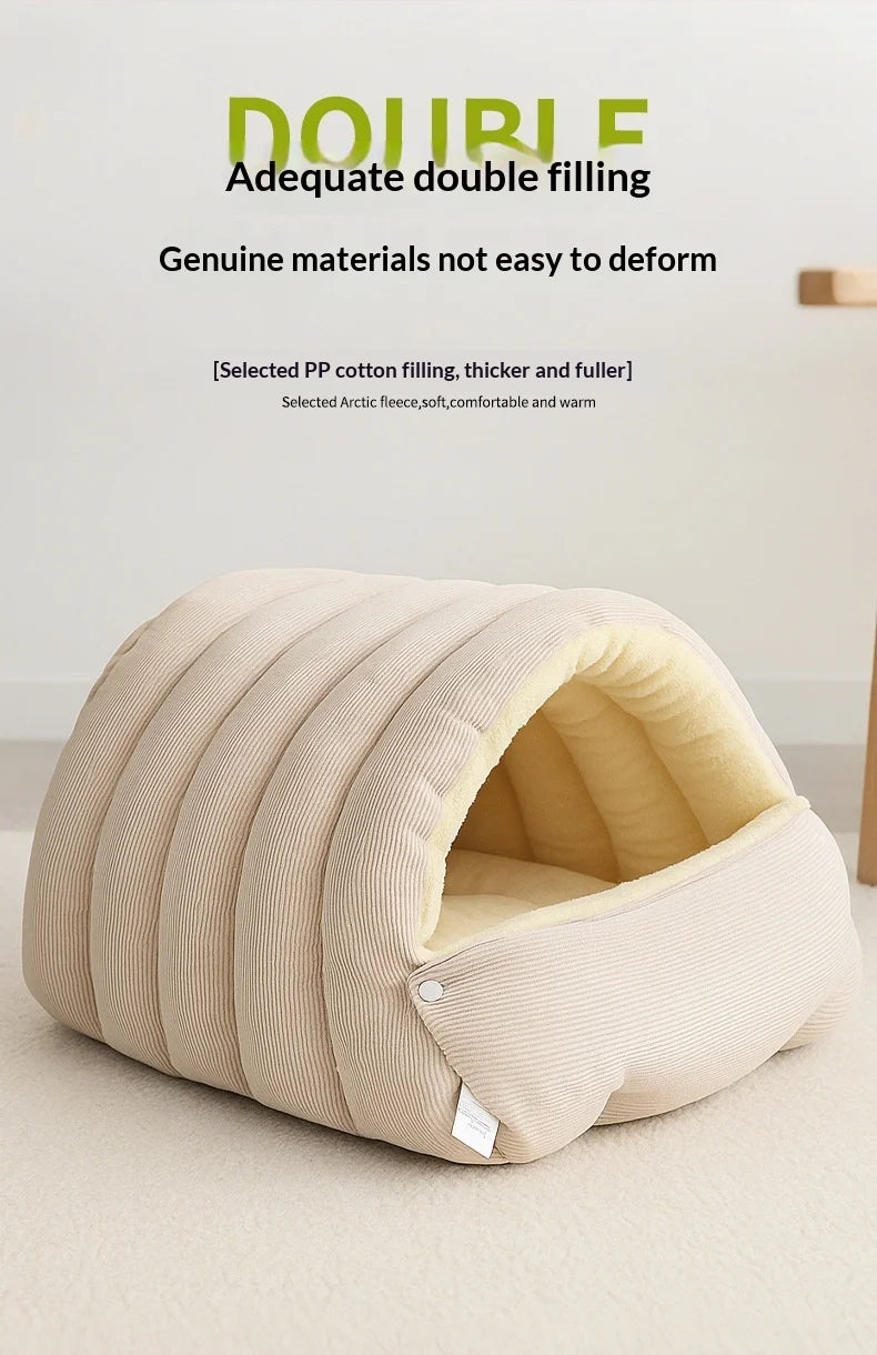 Cozy Thermal Plush Cat Bed with Removable Washable Cover