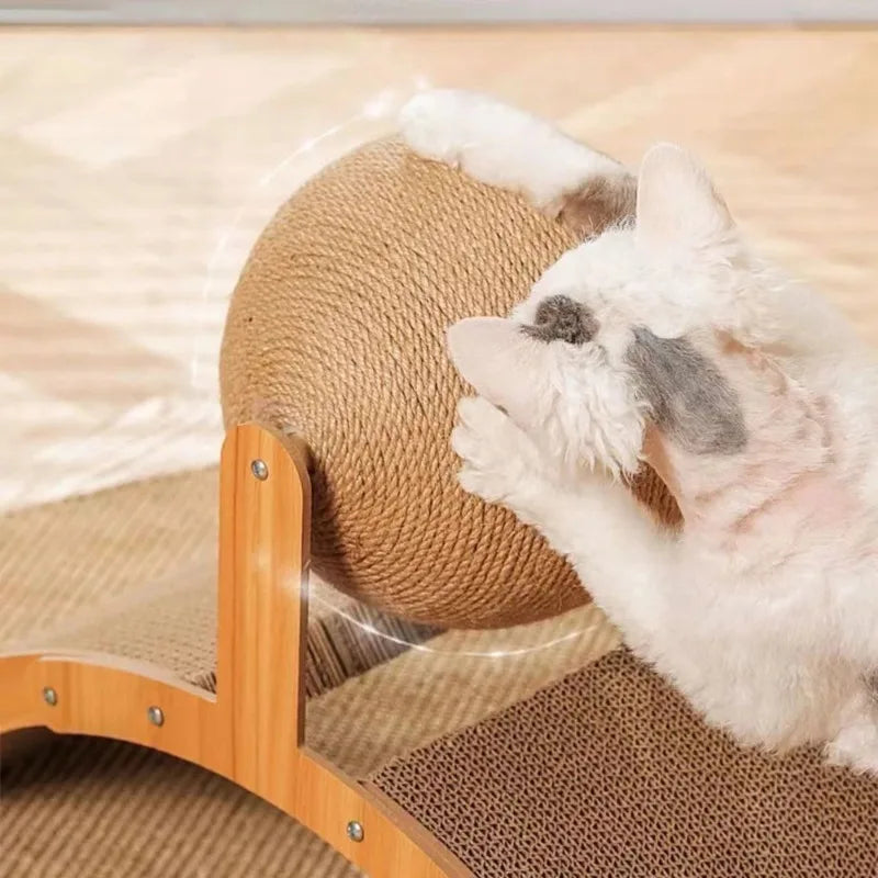 Griffoir en Bois 2-en-1 avec Balle en Sisal