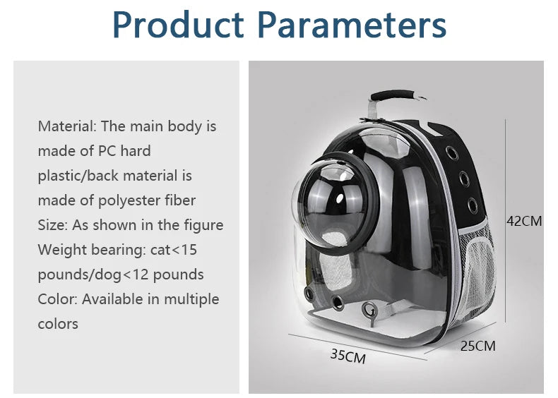 Pet Carrier Backpack with Transparent Viewing Window