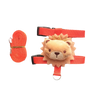 An orange cartoon lion head harness and leash set for small animals.