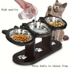 Comedero Elevado para Gatos de 3 Niveles con Base de Madera y Acero Inoxidable