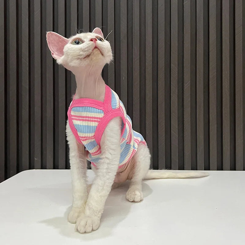 Striped Stretchy Pet Tank Top for Cats and Small Dogs