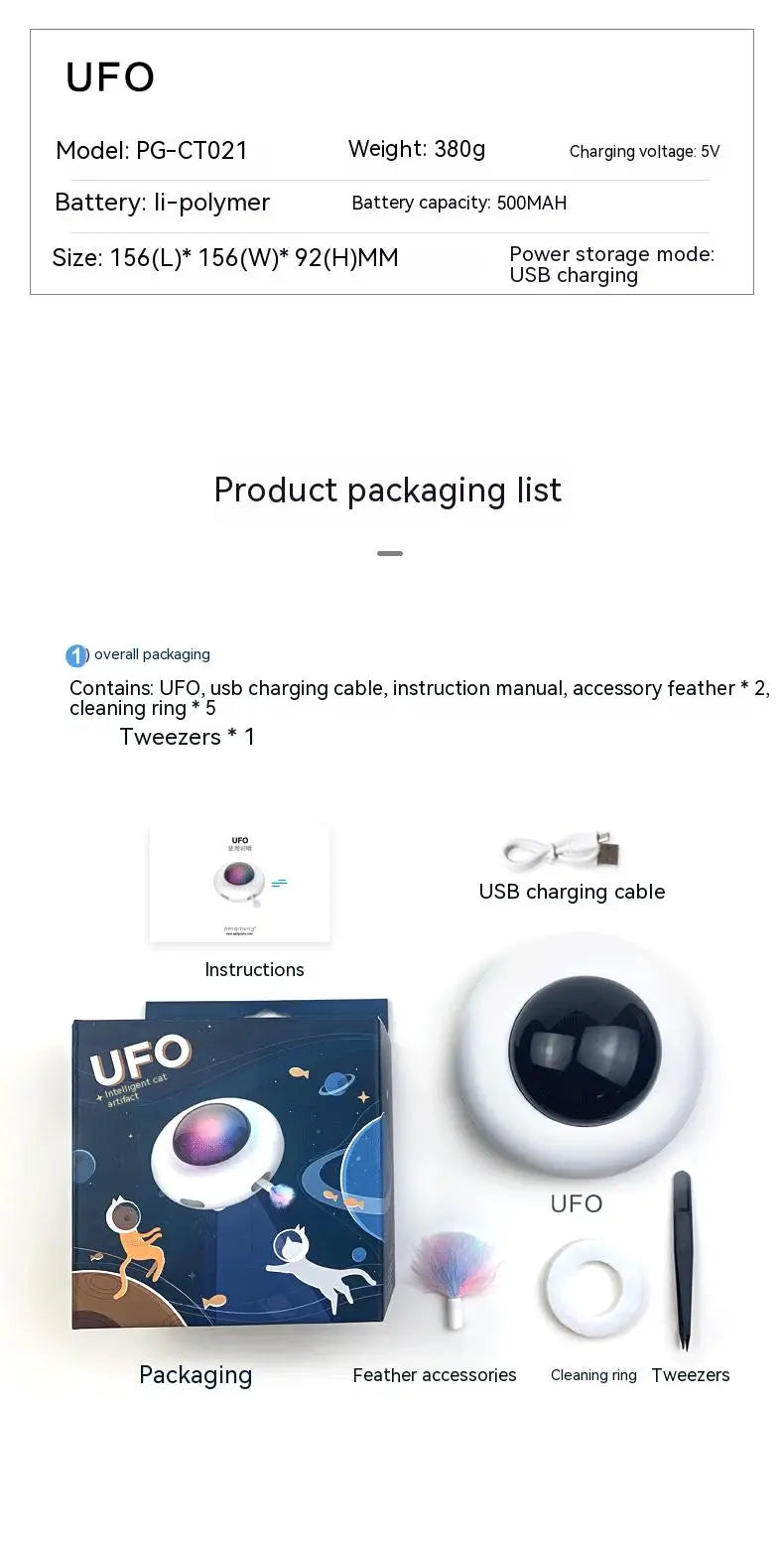 Juguete Interactivo UFO para Gatos con Pluma Reemplazable
