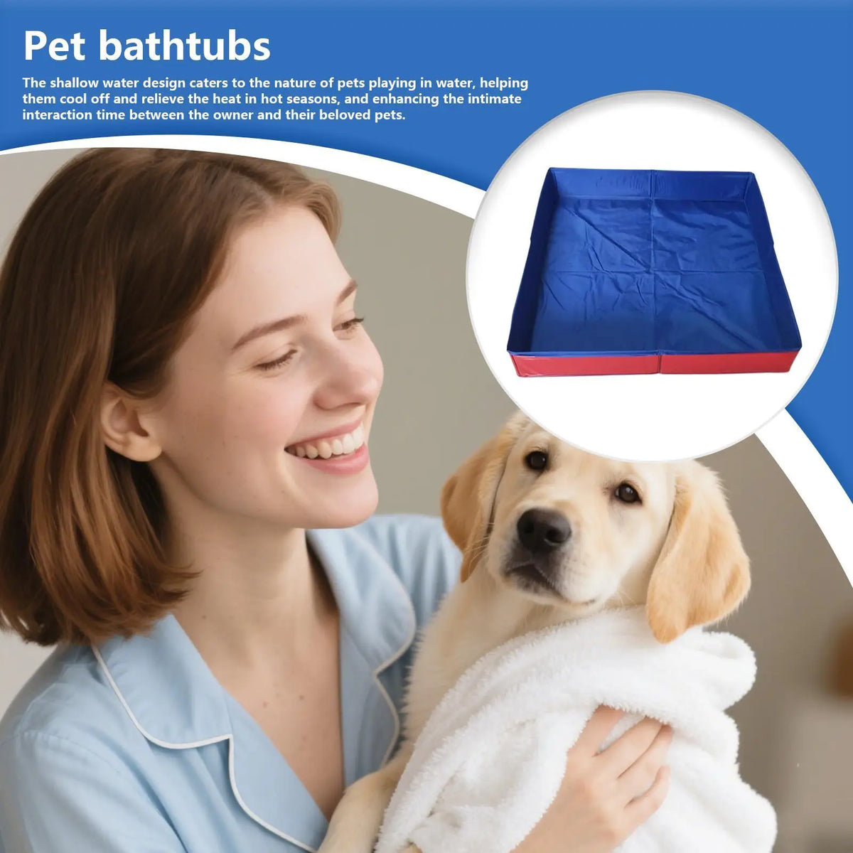 Foldable Dog Wading Pool for Small Pets with Non-Slip Base
