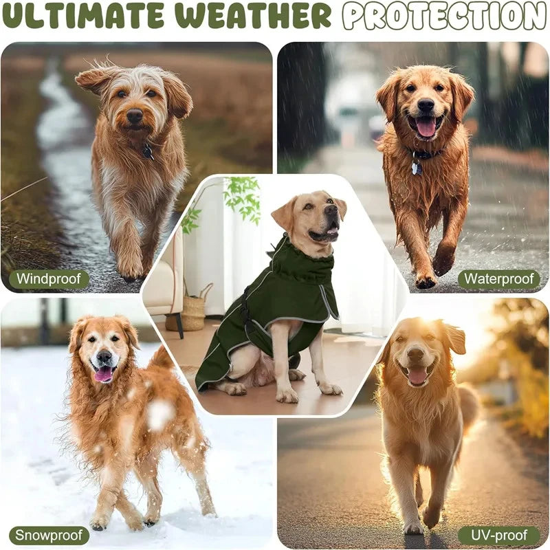 Waterproof Dog Raincoat with Reflective Strip and Adjustable Fit