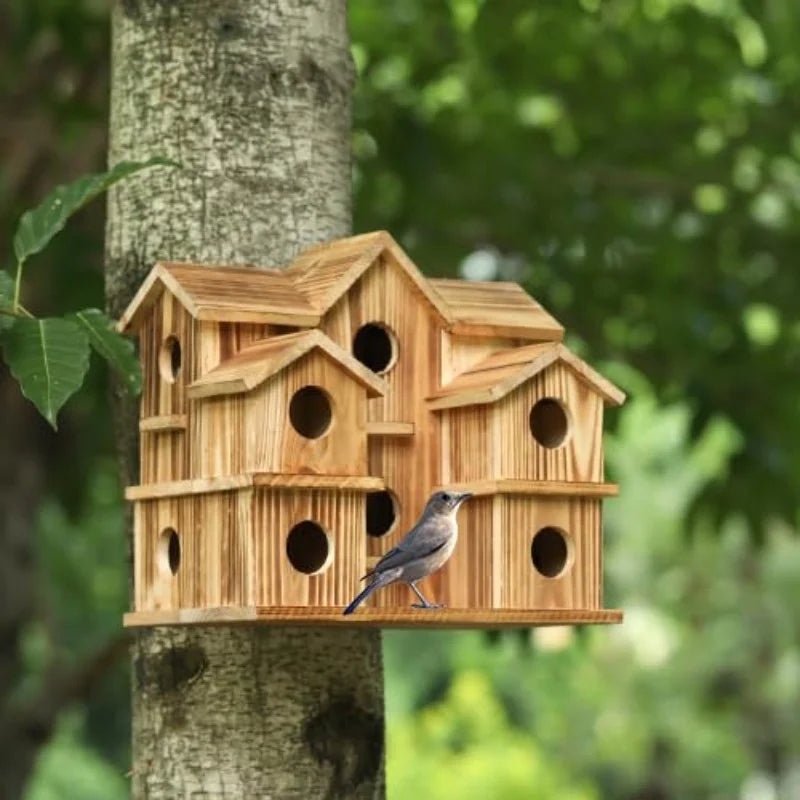 Handcrafted Wooden Bird House with Waterproof Finish