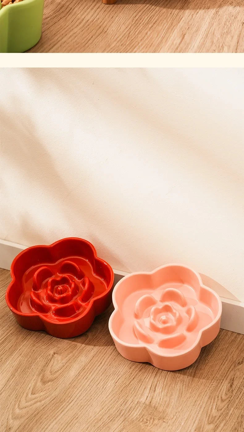 Ceramic Slow Feeder Bowl for Cats and Small Dogs