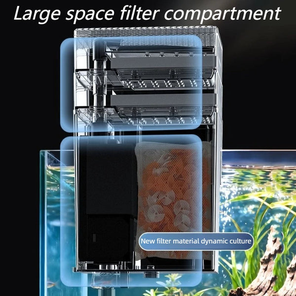 Gran compartimento de filtro del sistema de filtración de agua de acuario con material de filtro nuevo y cultura dinámica vis