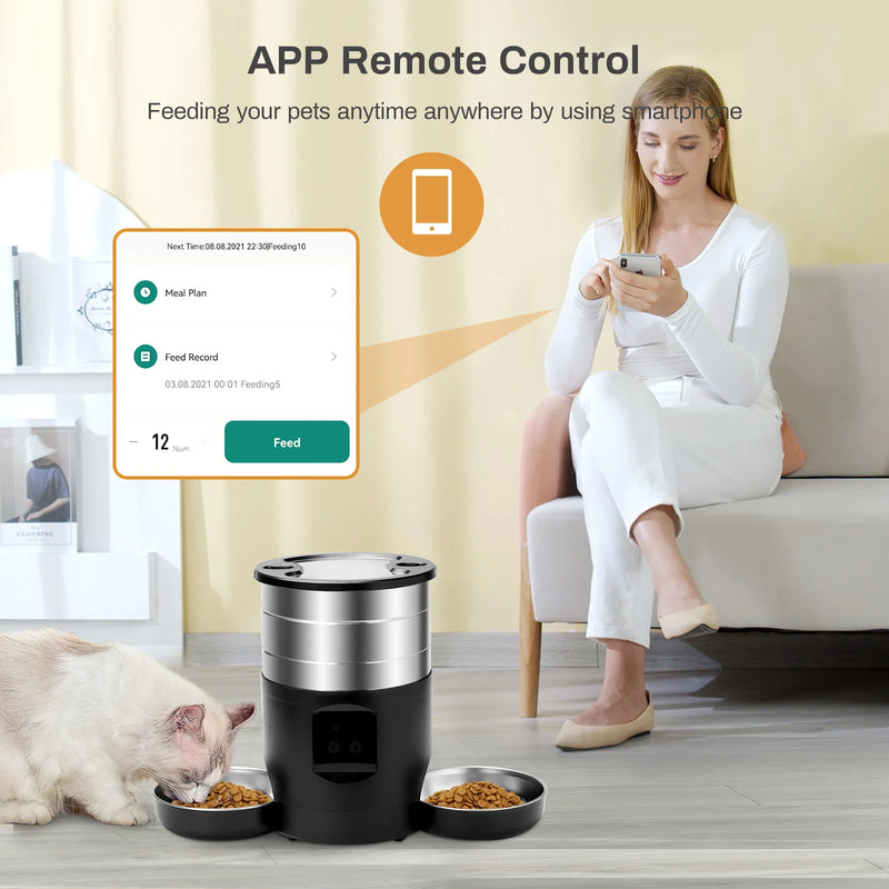 Distributeur automatique intelligent pour animaux de compagnie avec contrôle par application
