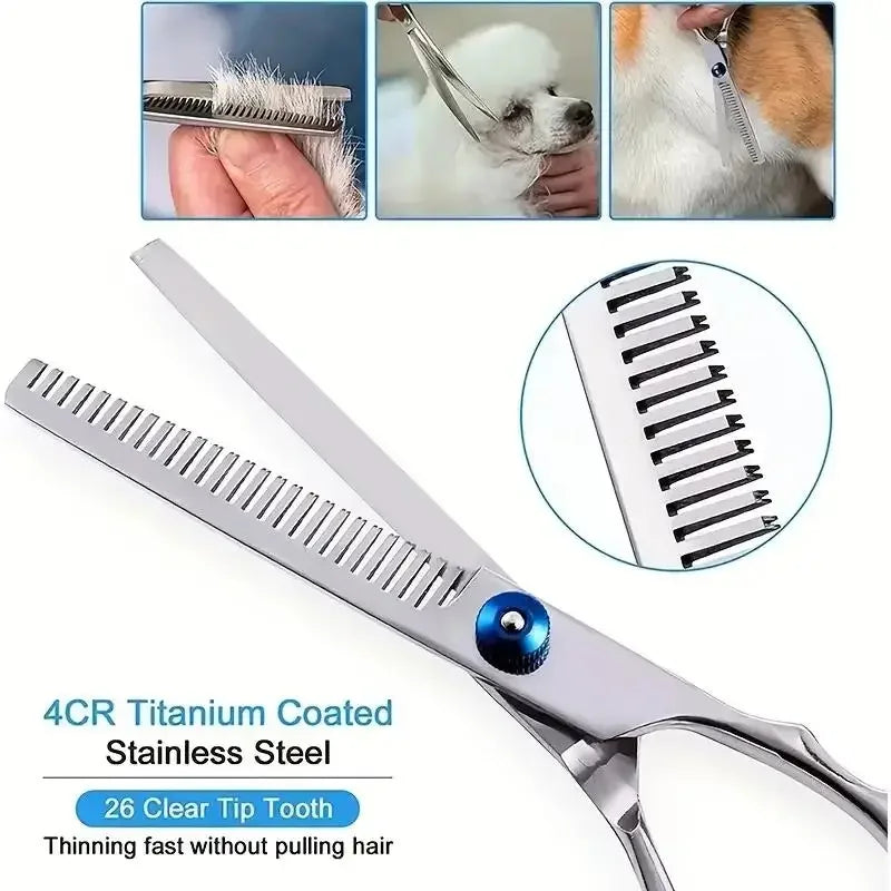 Safe Round-Tip Dog Grooming Scissors – Stainless Steel, Ergonomic Design