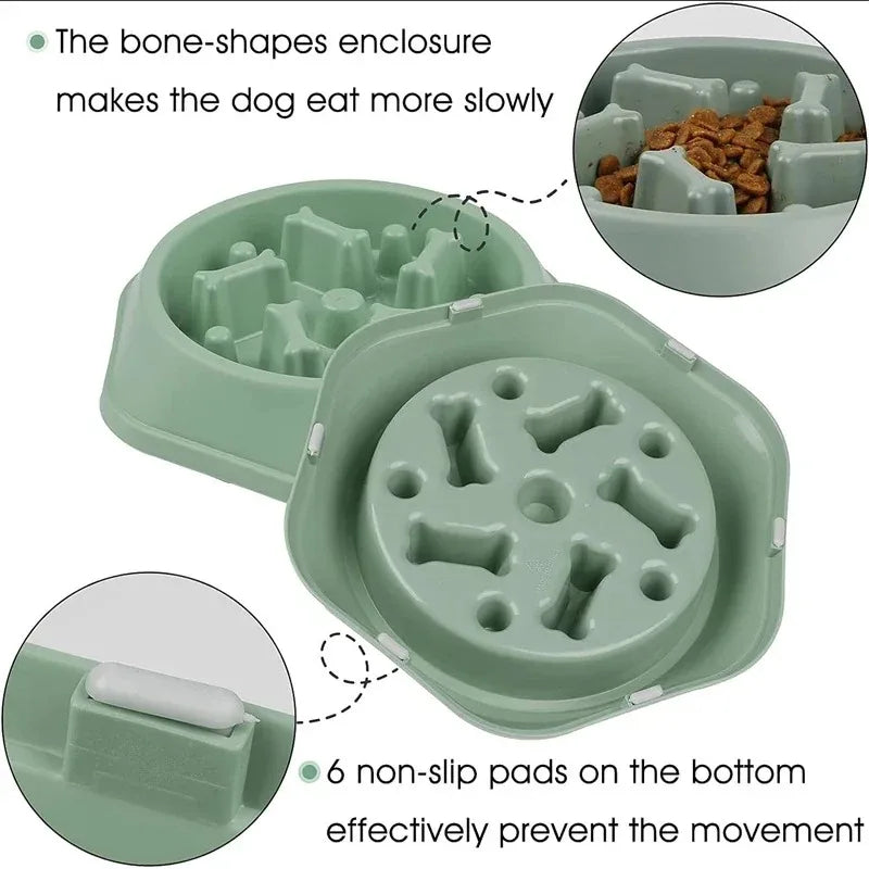 Slow Feeder Dog Bowl with Non-Slip Base
