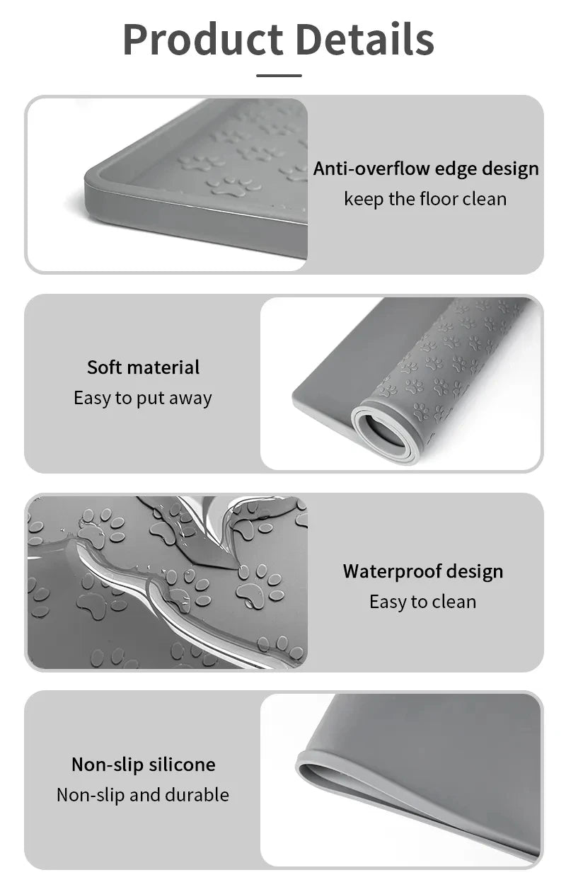 Alfombrilla de Silicona Impermeable para Alimentación de Mascotas