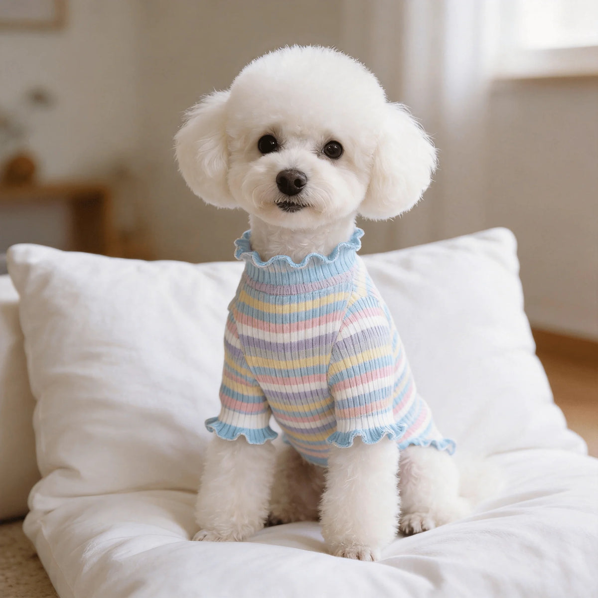 Striped Cotton Pet T-Shirt for Small Dogs and Puppies