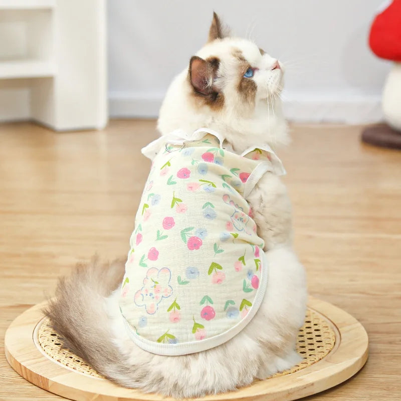 Lace Collar Dog Vest with D-Ring Summer Pet Shirt