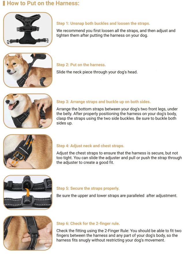 Reflective No-Pull Dog Harness with Front Clip and Handle