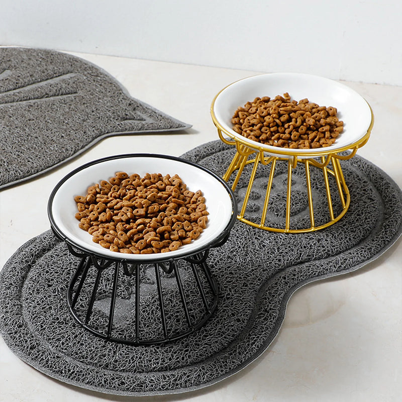Whisker-Friendly Cat Bowl with Stand - Ceramic Anti-Tip