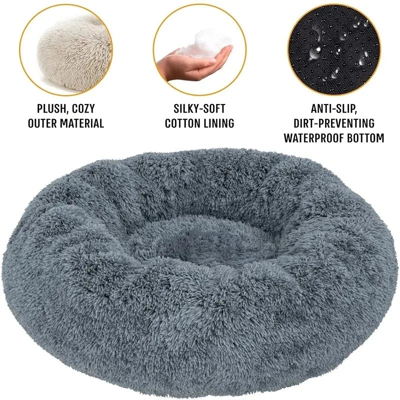Cozy Plush Round Pet Bed for Dogs and Cats