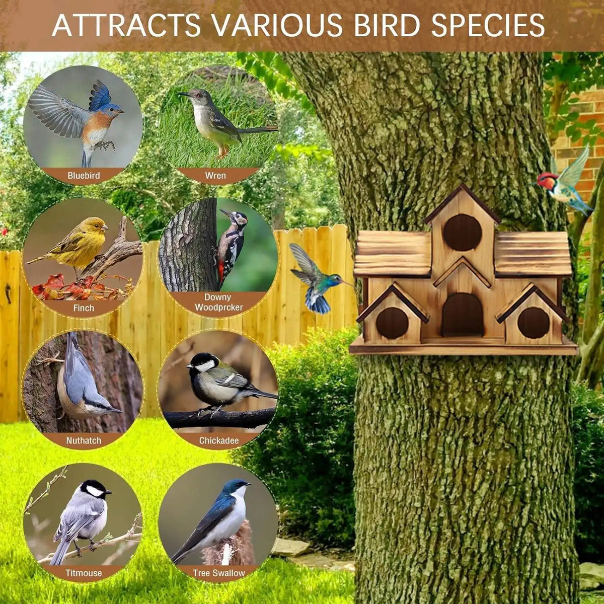 Handcrafted Wooden Bird House with Waterproof Finish