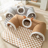 Winter Plush Cat Bed with Reindeer Tunnel