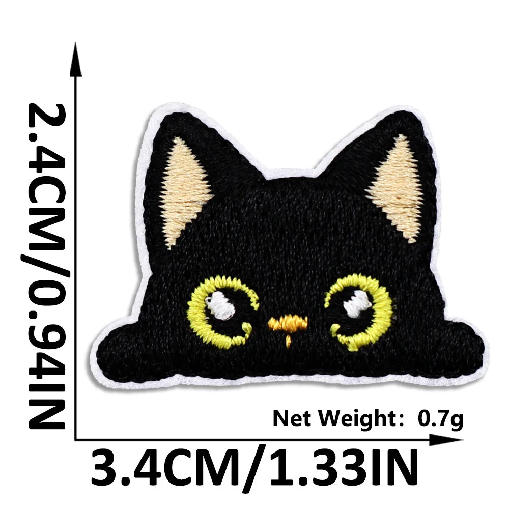 Cat Embroidered Iron-On Patch – Cute Pocket-Sized Appliqué for Clothing & Crafts