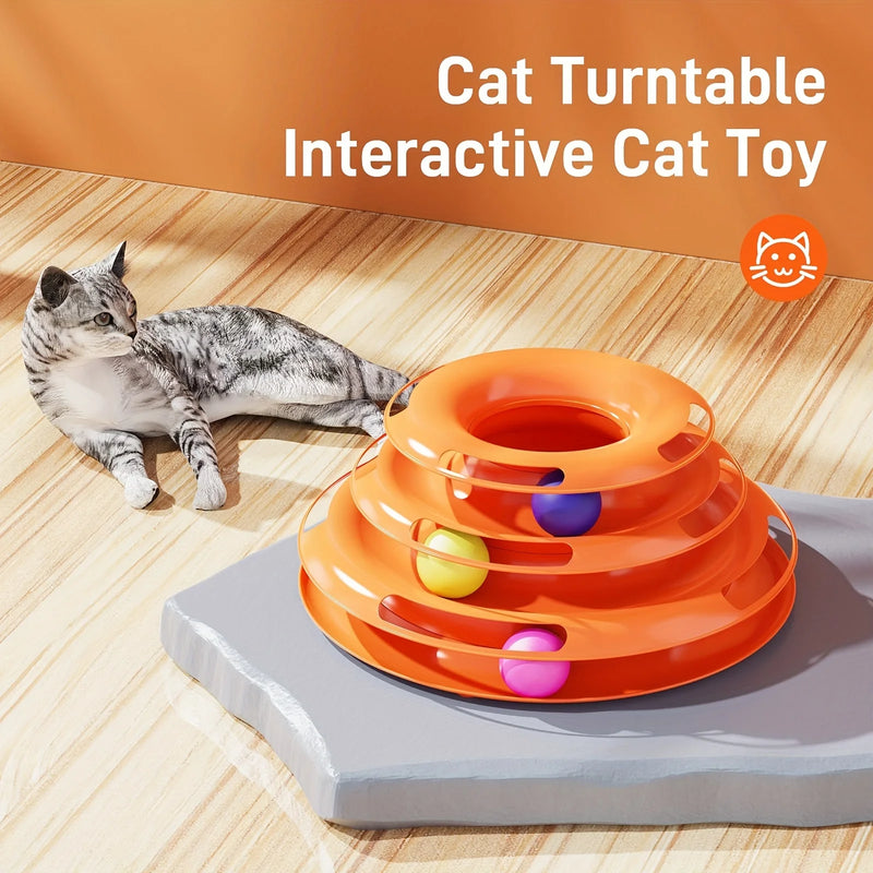 Three Layer Interactive Cat Toy Tower with Colorful Balls