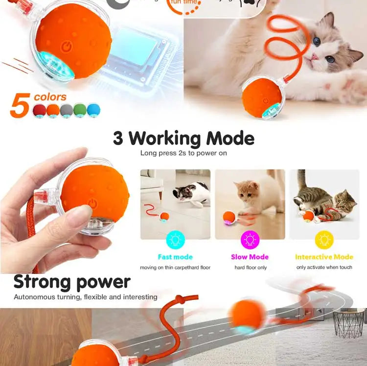 Interactive Chirping Cat Toy Ball with Motion Activation