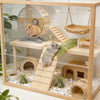 L-Shaped Wooden Hamster Platform with Stairs