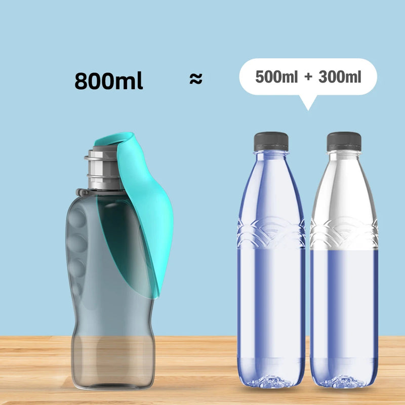 Tragbare 800ml Hundewasserflasche mit klappbarer Schale