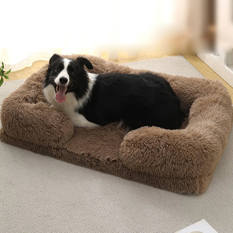 Cama de Plush Ortopédica para Perros con Borde