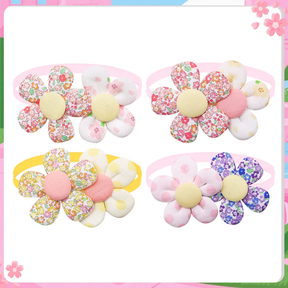 Handmade Flower-Shaped Adjustable Pet Bow Tie
