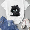 Whimsical Cartoon Cat Print Tee