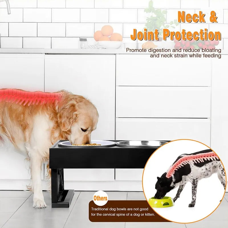 Soporte Elevado para Cuencos de Perro con Altura Ajustable